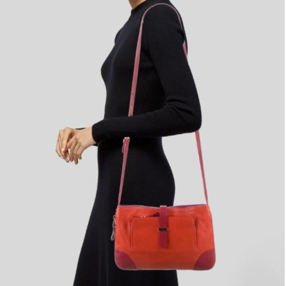 Tory Burch Clay Crossbody Extendable Covertible Bag- Orange Fushica Purple Pink - Picture 3 of 5